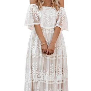 LACE MAXI DRESS OFF SHOULDERS